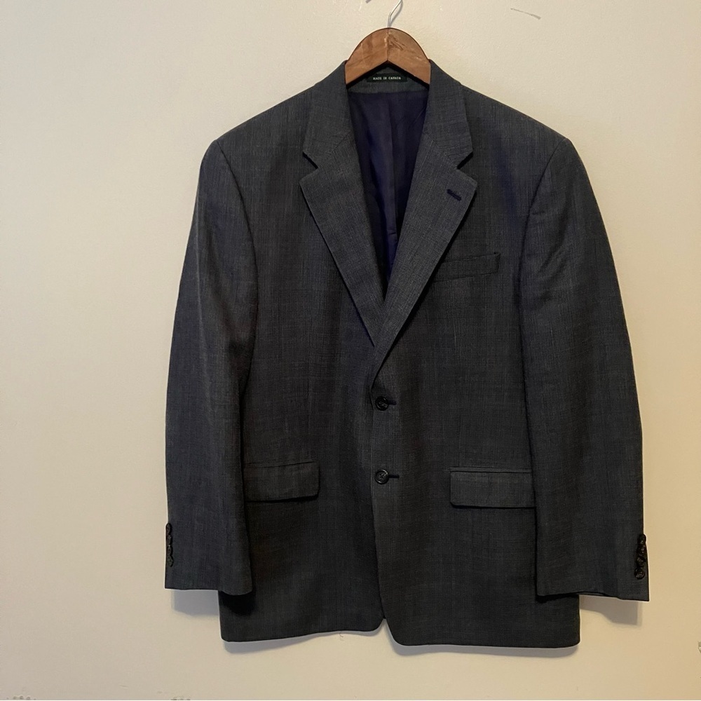 Lauren Ralph Lauren Blazer Suit Jacket Mens 42R Sports Coat Wool Silk Plaid Blue